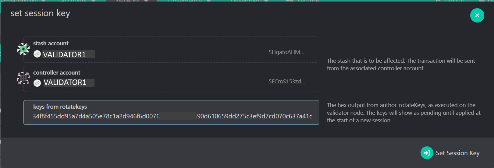 add session keys